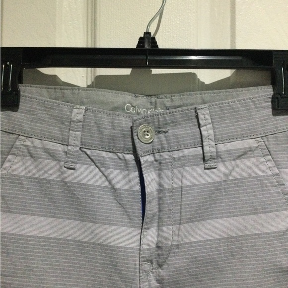 BNWT Calvin Klein Cotton Flat Front Light Gray Striped Shorts - Picture 5 of 6